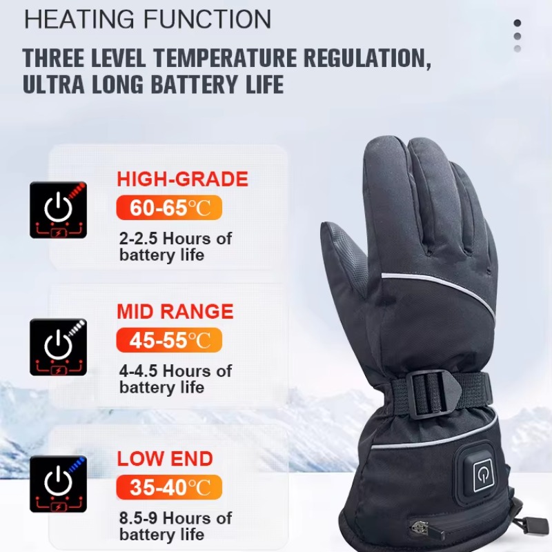Touch Screen Gloves - ถุงมือสโนว์บอร์ดแบบสัมผัสหน้าจอ ถุงมือสกีแบบให้ความร้อนในฤดูหนาว ถุงมือมอเตอร์ไซค์แบบใช้ไฟฟ้า