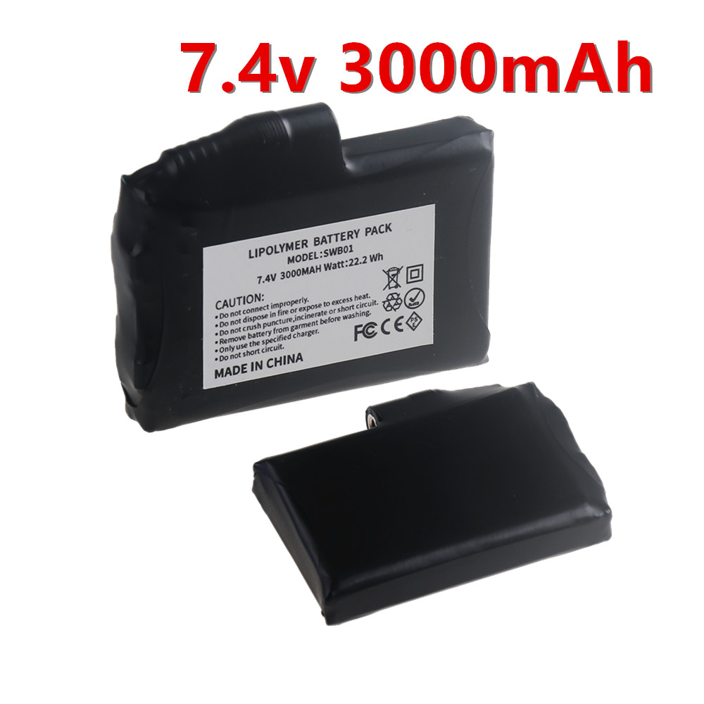 Heated Vest Battery - แบตเตอรี่ลิเธียมโพลิเมอร์ 7.4V 3000mah สำหรับถุงมืออุ่น, เสื้อกั๊กอุ่น, ถุงเท้า,