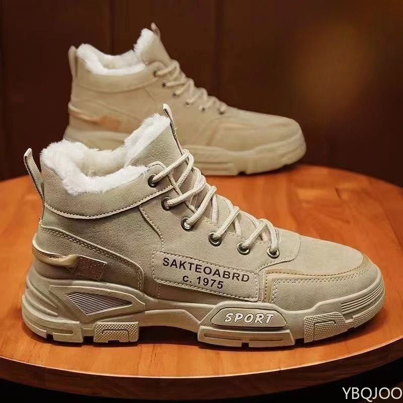 Waterproof Winter Boot - รองเท้าบูททำงานผู้ชายแฟชั่นอเนกประสงค์ทรงสูง รุ่นใหม่สำหรับฤดูใบไม้ร่วงและฤดูหนาว รองเท้าผ้าฝ้ายบุผ้าอุ่นสบาย รองเท้ากันลื่นสำหรับหิมะ