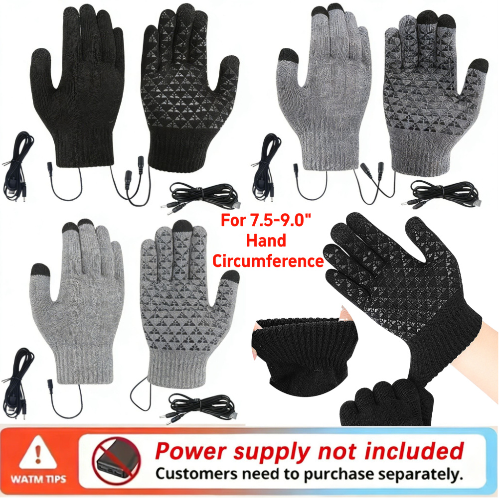 Touch Screen Gloves - ถุงมือถักแบบมีฮีตเตอร์ USB 5-1 คู่ ถุงมือหน้าจอสัมผัส ถุงมือกันลื่น