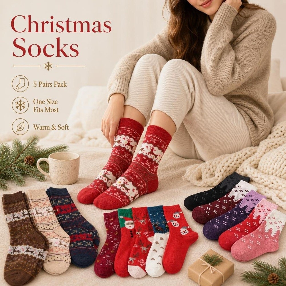 ถุงเท้าคริสต์มาสลายกวางเรนเดีย - Thermal Sock Wool บทวิจารณ์และราคา