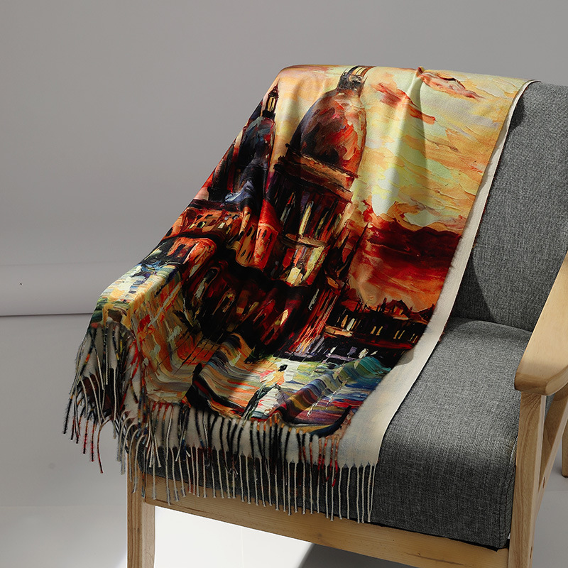 แบรนด์หรูภาพวาดสีน้ํามันผ้าพัน - Wool Scarf Men บทวิจารณ์และราคา
